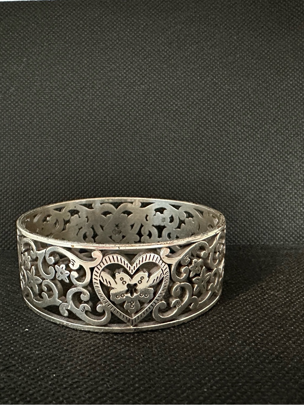 Brighton Silver Filigree Heart Cuff Bracelet